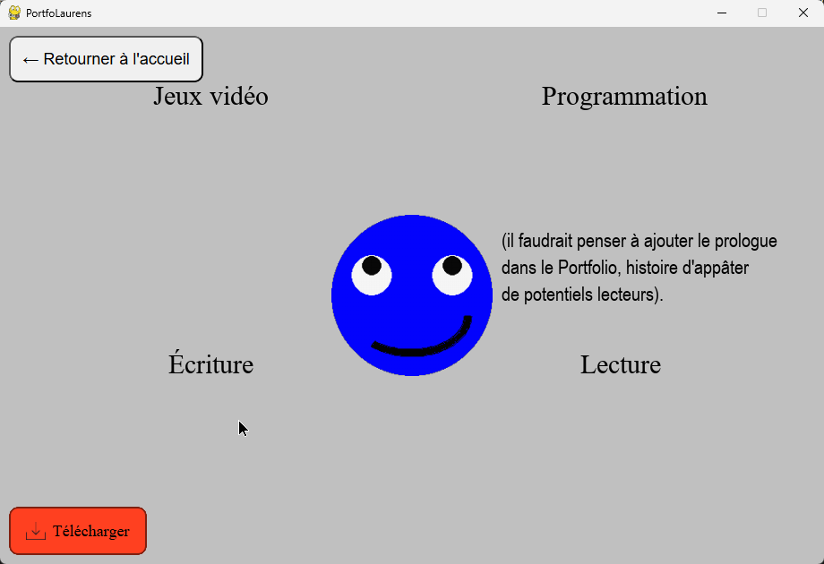 Capture d'écran du jeu Snake dans le programme