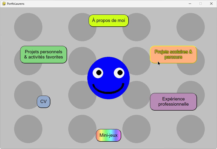 Capture d'écran du 'hub' du programme