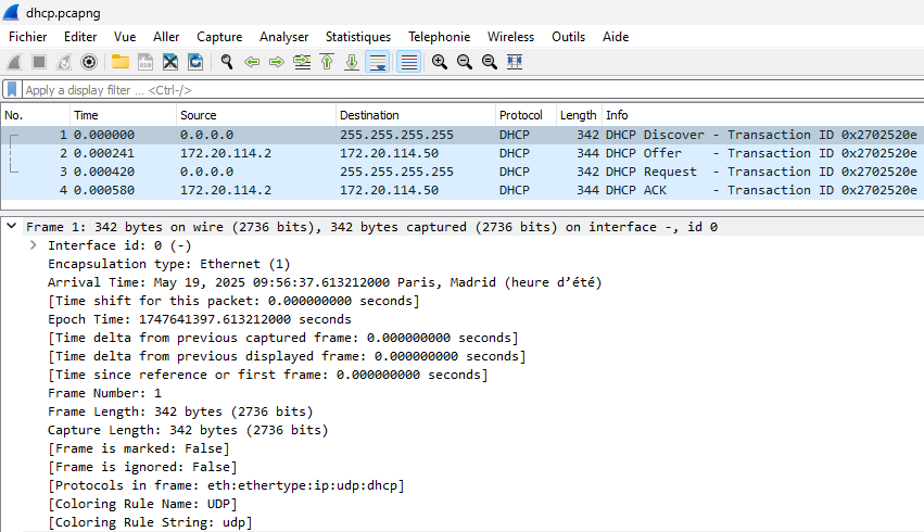 exemple de trame DHCP